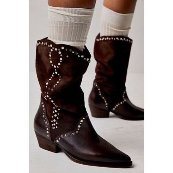 Free People Jaxon Studded Western Boots Size 38.5 - Picture 1 of 6